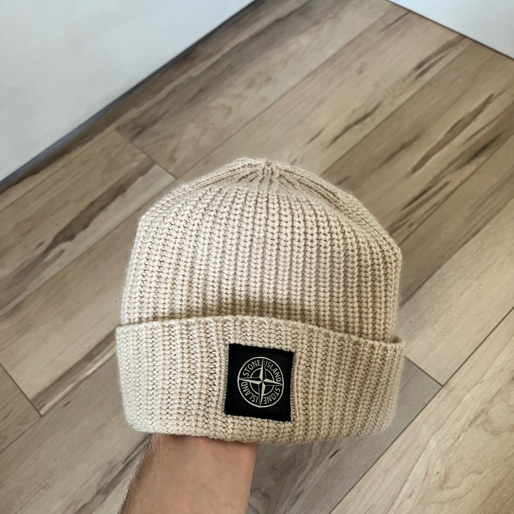 Stone Island Cream Knit Hat